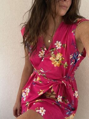Alexia Admor Savannah Pink Floral‎ Wrap Sheath Dress L NWT Wedding Guest Summer